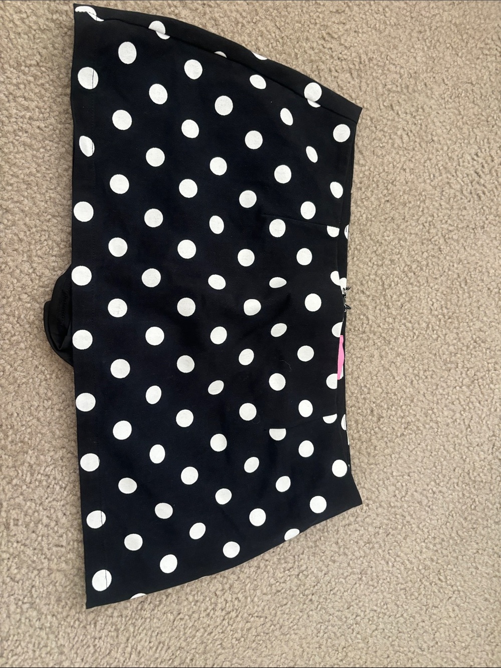 Edikted Black and White Polka Dot Skirt with Pink Label